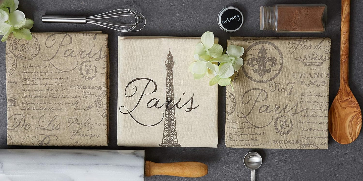 Decorative Cotton French Jacquard Dish Towels Set of 3 - Stylish Kitchen Tea Towels for Cooking & Baking