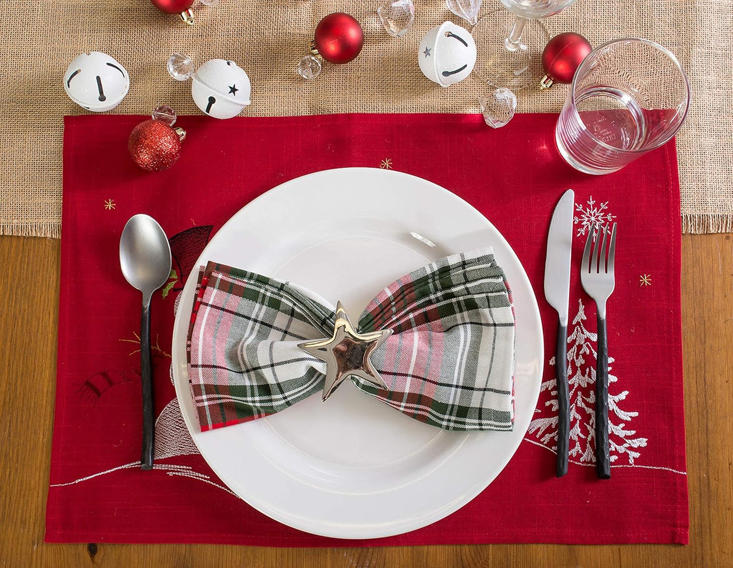 Christmas Tartan Plaid Napkins Set - 6 Piece 20x20 Holiday Table Décor in Red, Green & White