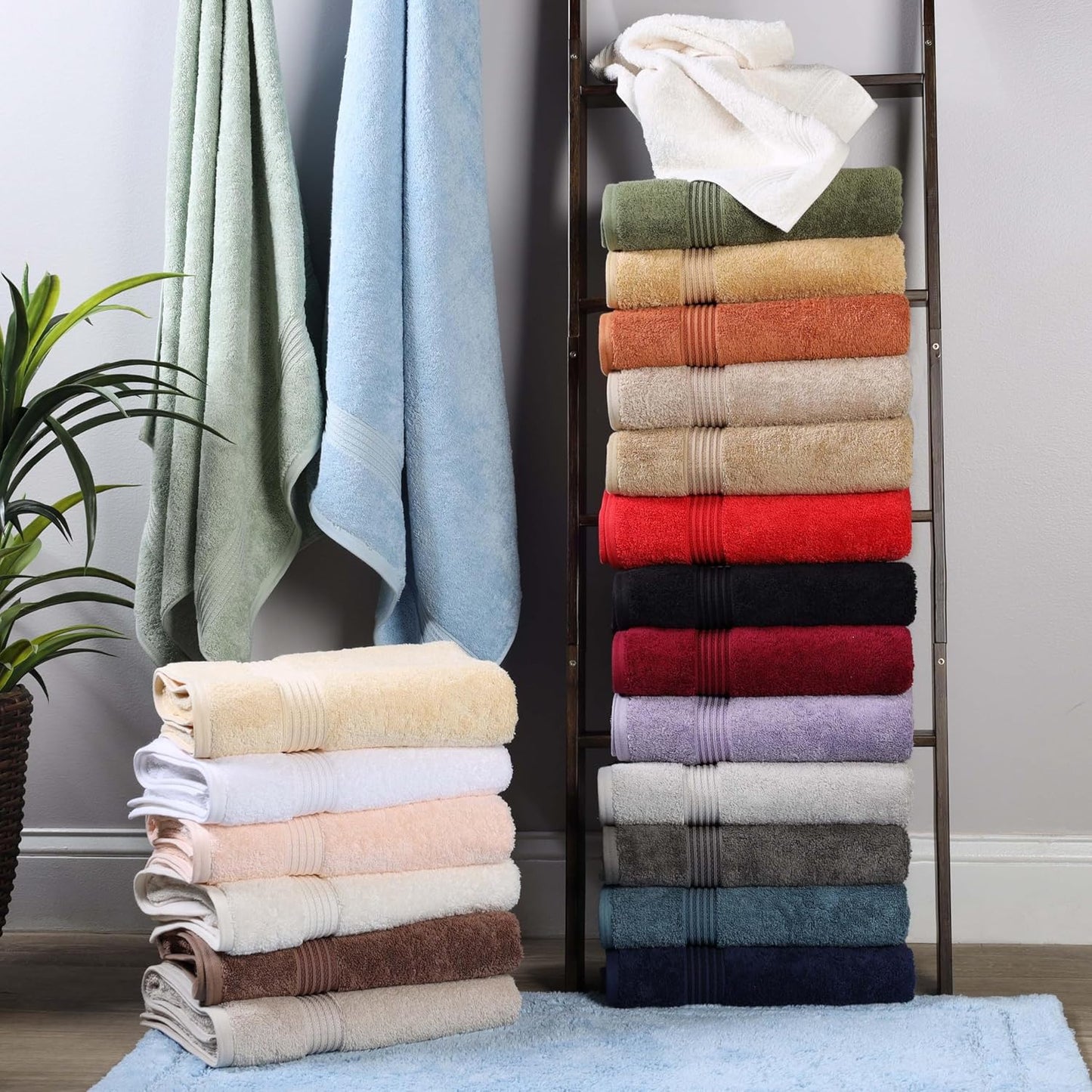 Superior Luxury Cotton Bath Towels - 6 Piece Premium Egyptian Cotton Set in Elegant Gold