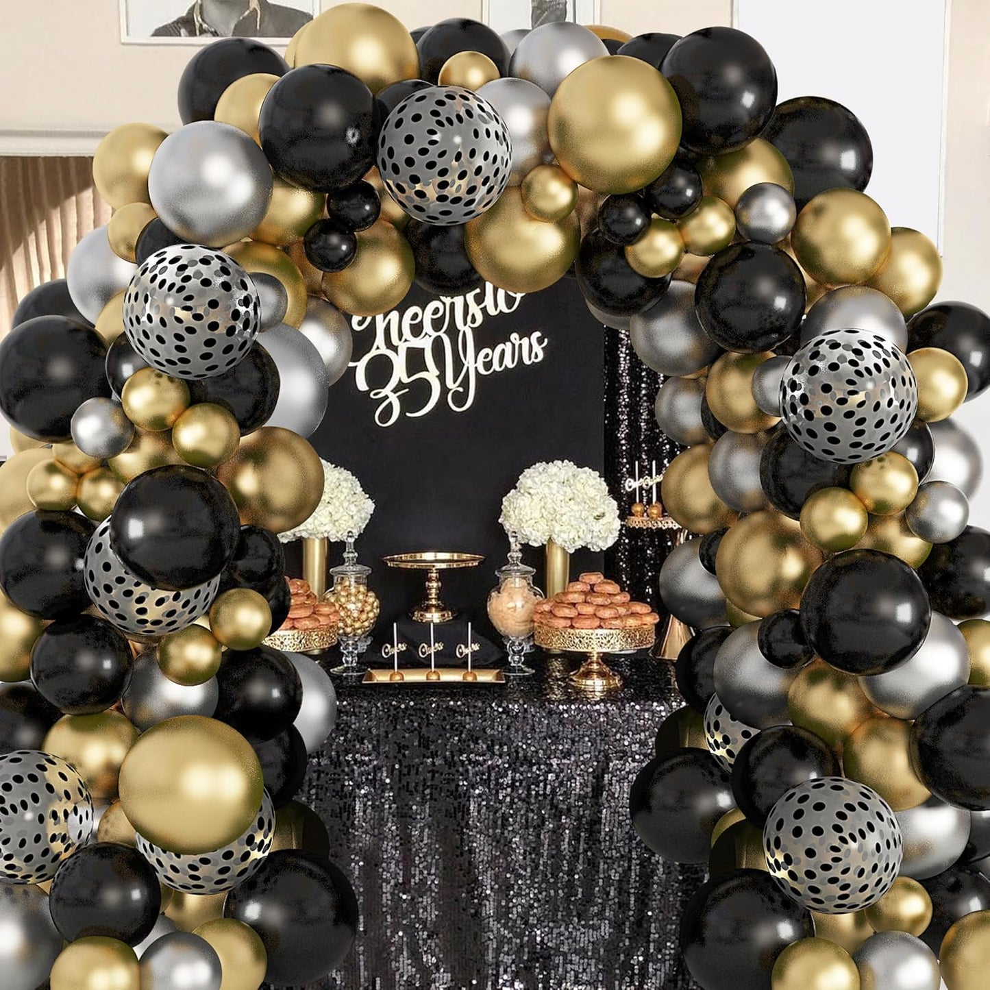 Amandir 153-Piece Black Balloon Arch Garland Kit - Matte Latex Balloons for Parties & Celebrations