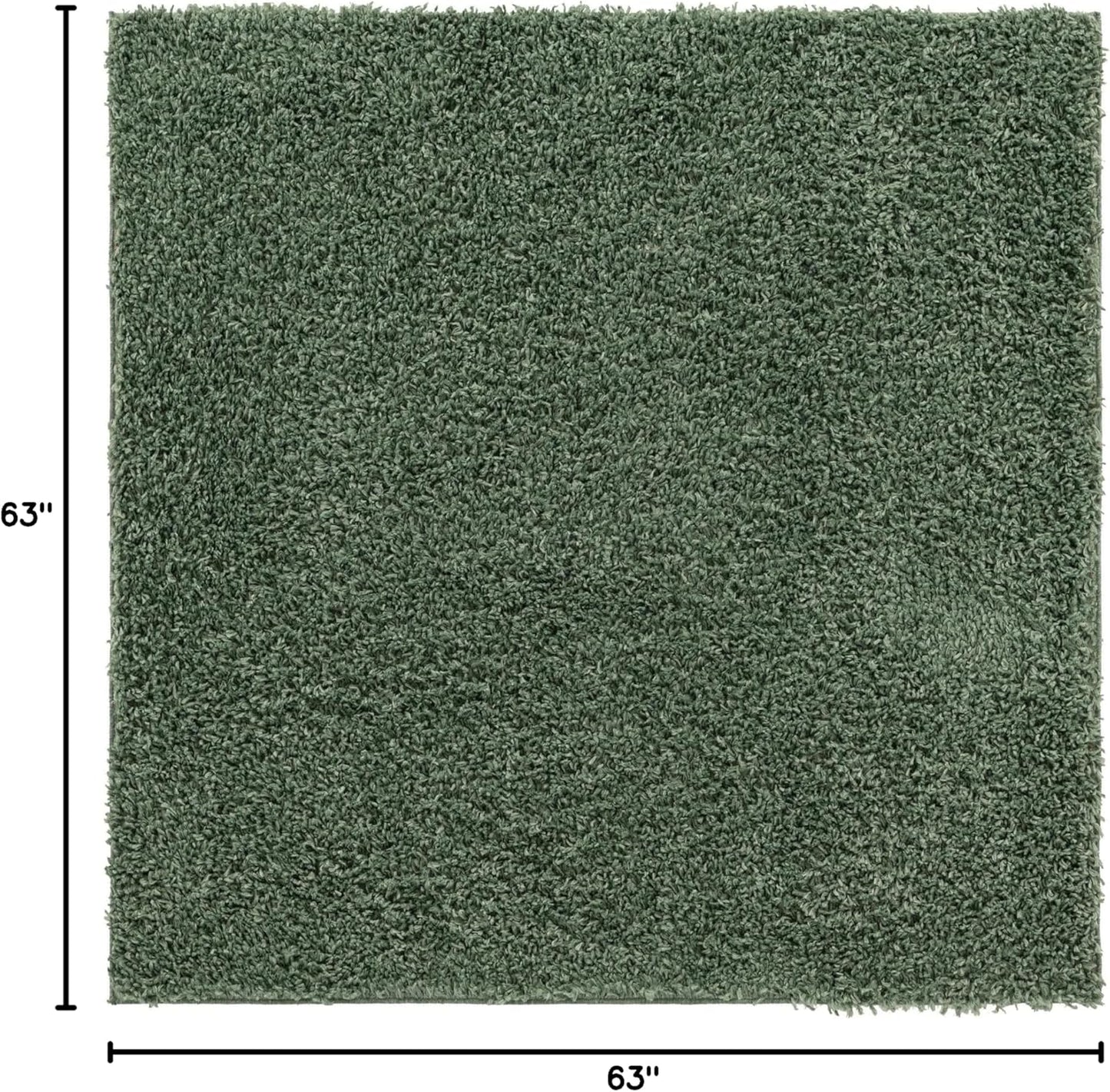 Unique Loom Davos Shag Collection Area Rug - Solid (5' 3" Square, Sage)