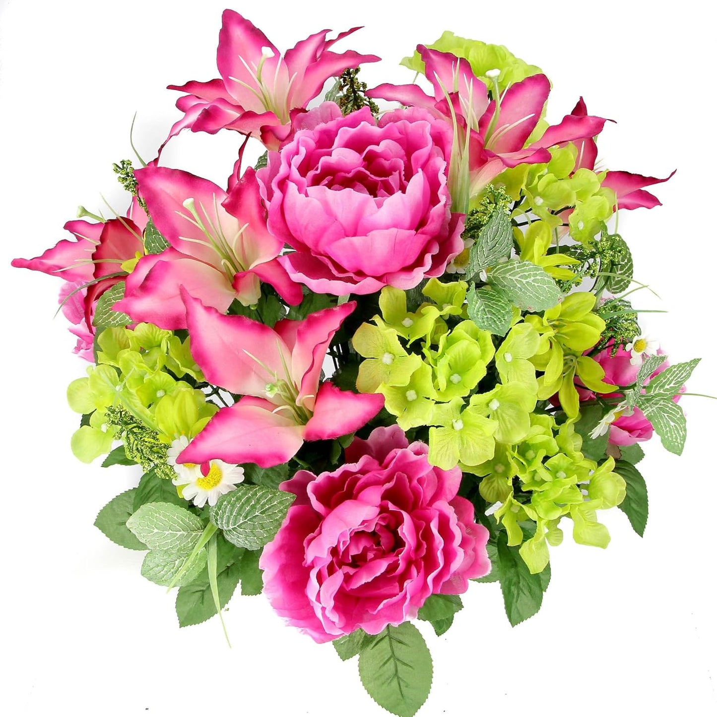 24-Stem Artificial Flower Arrangement - Mixed Roses & Carnations for Indoor/Outdoor Wedding & Home Decor - Spring Faux Flowers in Blue