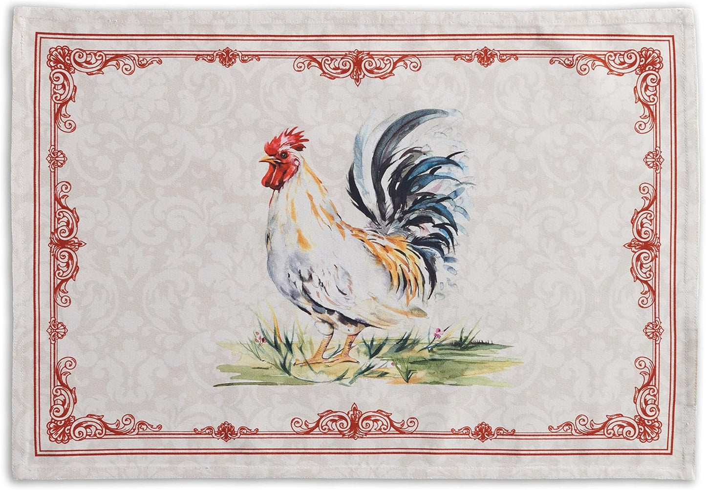 100% Cotton Placemats Set of 2 - Washable Reusable Table Mats for Kitchen & Dining, Campagne Design (13" x 19")