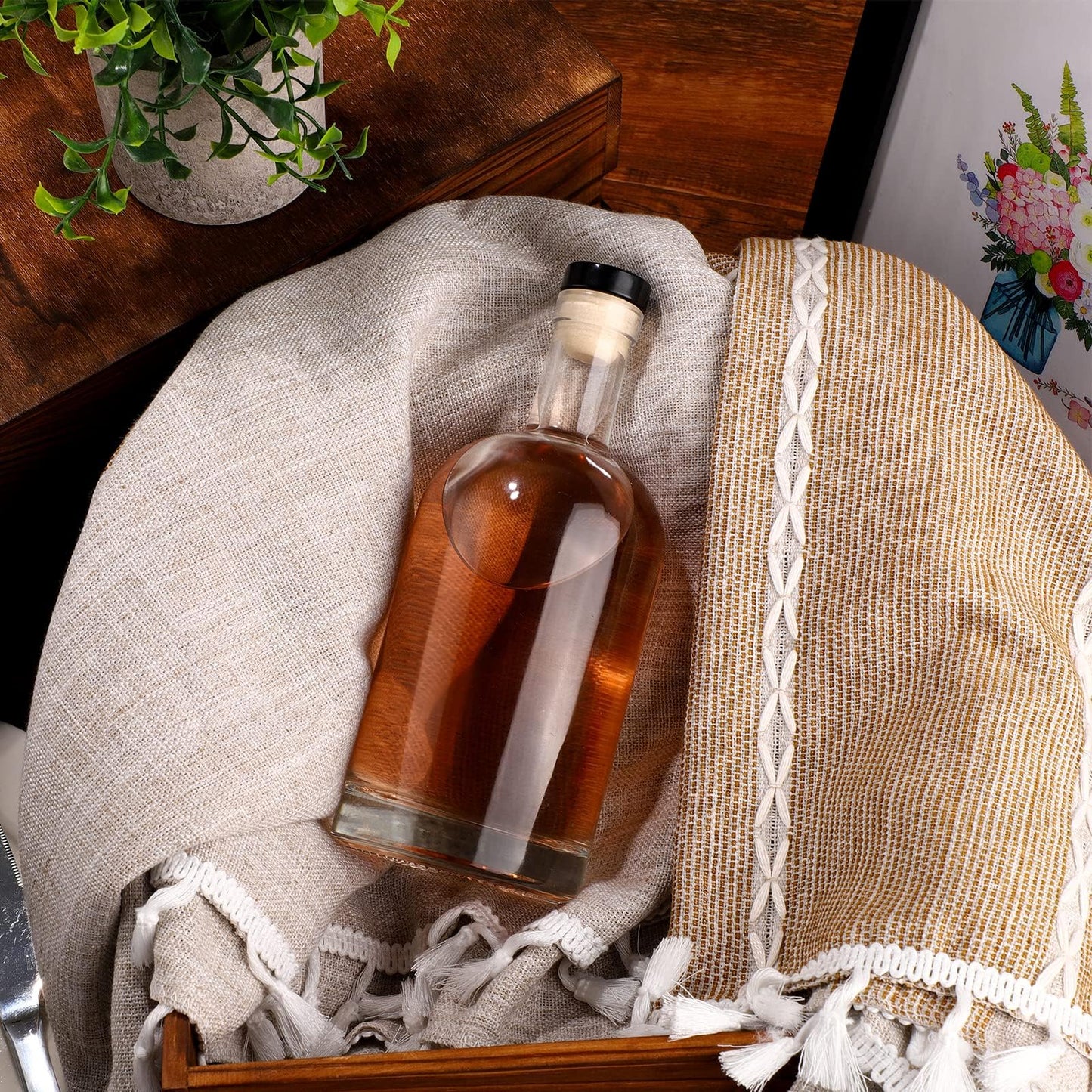 Liengoron Wine Bottle 24PCS 100 ML Glass Bottles with Lids 3 oz Clear Glass Bottles with Cork Empty Wine Bottle with Stopper for Beverages Drinks Beer Water Soda