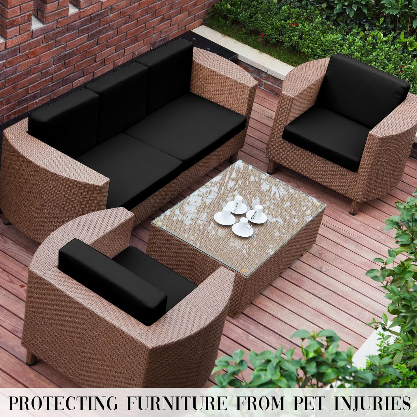 Skiennix Outdoor Cushion Covers Set - 8PCS Patio Furniture Slipcovers for Sofa & Sectional Chairs