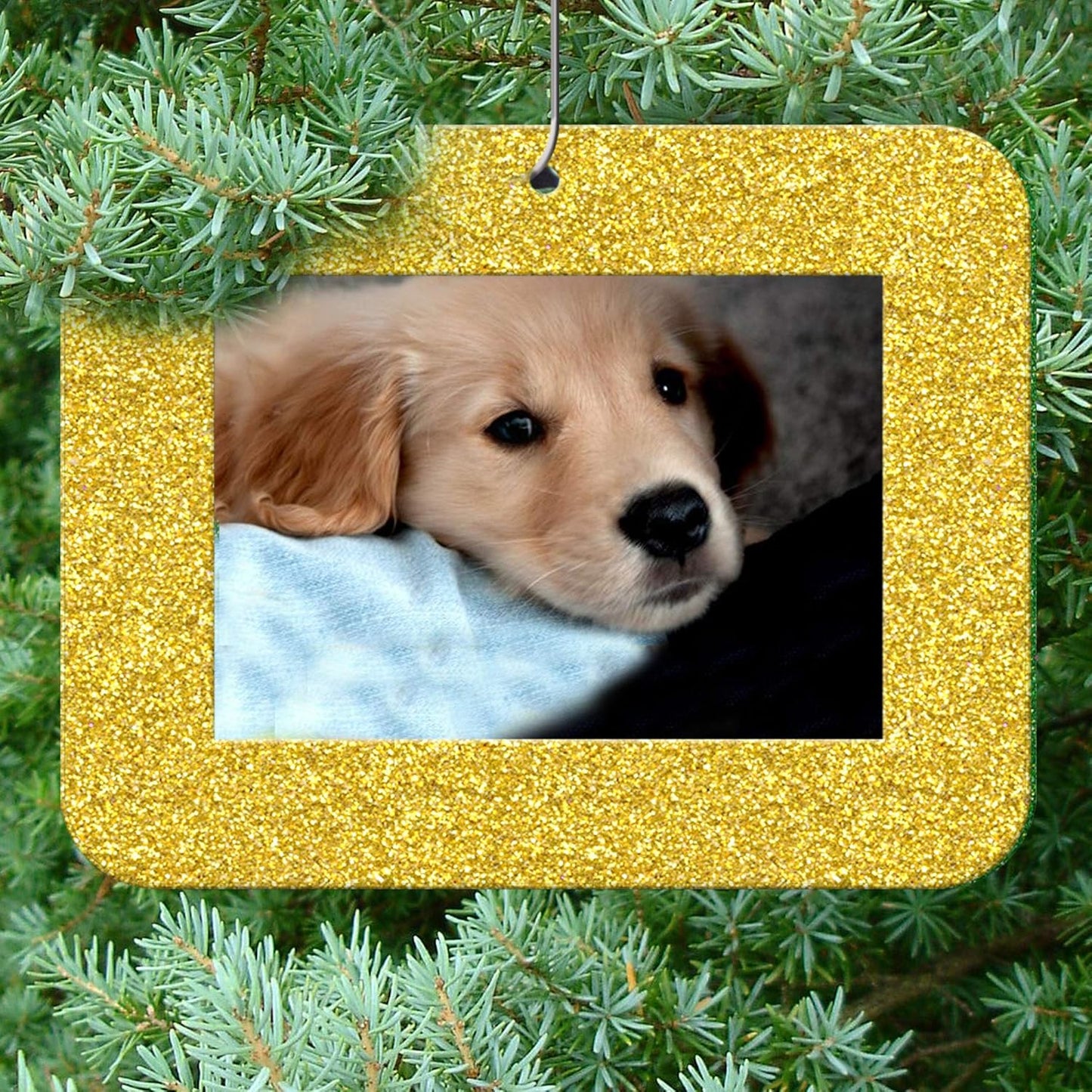 Mini Glitter Photo Christmas Ornaments - Magnetic Easy-Load Frames, Red 6-Pack