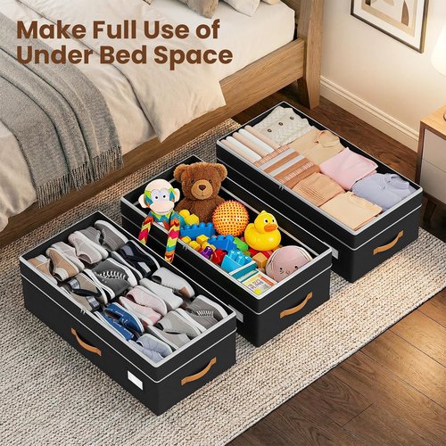 Budding Joy Under Bed Storage Containers - 90L Capacity with Wheels | 2-Pack for Easy Organization