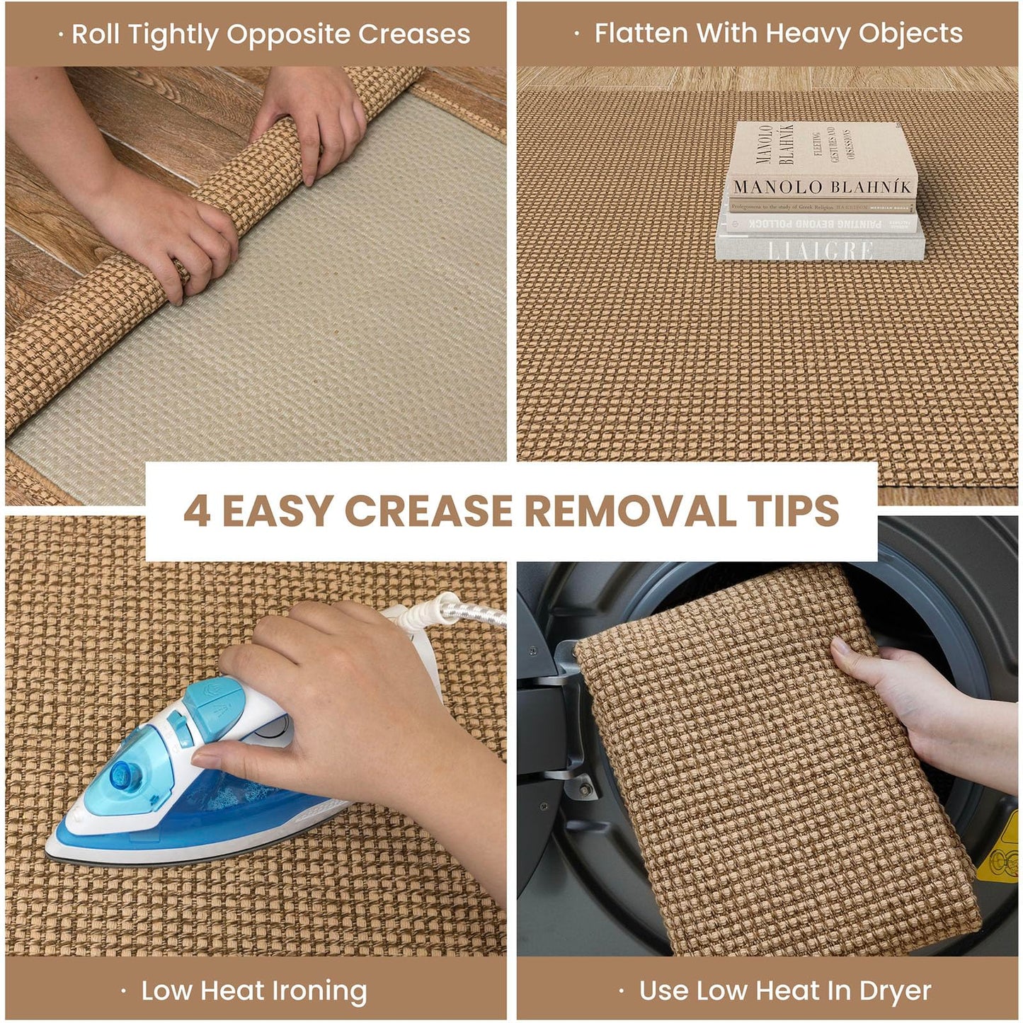 IOHOUZE Washable Runner Rug 2x10 Non Slip Rubber Backed Long Hallway Runner Entryway Runner Indoor, Kitchen Rugs Woven Cotton Floor Carpet for Hall Entrance, Orange/Tan/Brown