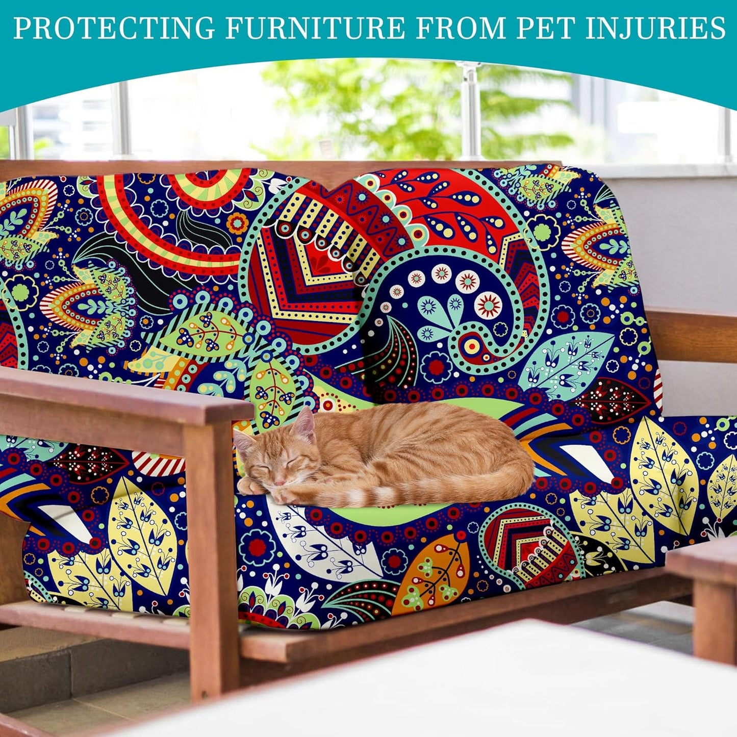 Rococo 14-Piece Stretch Patio Cushion Covers - Washable Outdoor Sofa Slipcovers for Furniture Protection