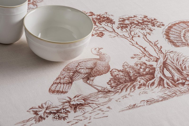Maison d' Hermine Table Cloth Round Table 100% Cotton 63 Inches Fall Tablecloth Reusable Everyday Use for Thanksgiving Christmas Decorations Dining Farmhouse Party (Holy Jouy - Brown)