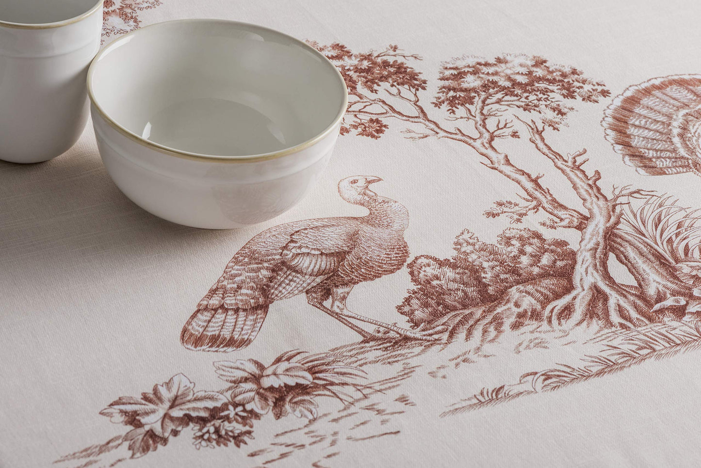 Maison d' Hermine Table Cloth Round Table 100% Cotton 63 Inches Fall Tablecloth Reusable Everyday Use for Thanksgiving Christmas Decorations Dining Farmhouse Party (Holy Jouy - Brown)