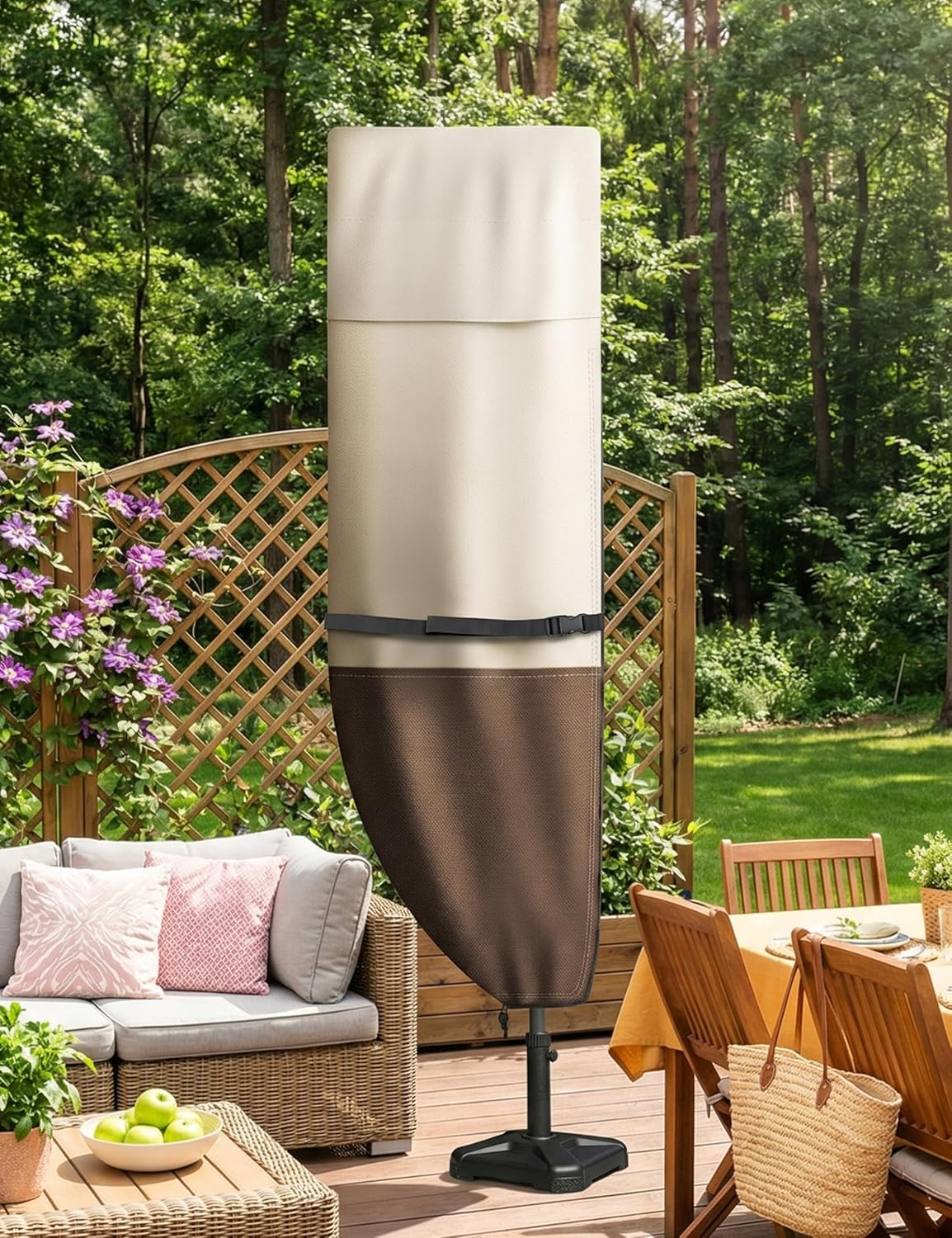 Vailge Patio Umbrella Cover - Waterproof & Windproof 600D Oxford for Double-Sided Umbrellas 13-15 Feet