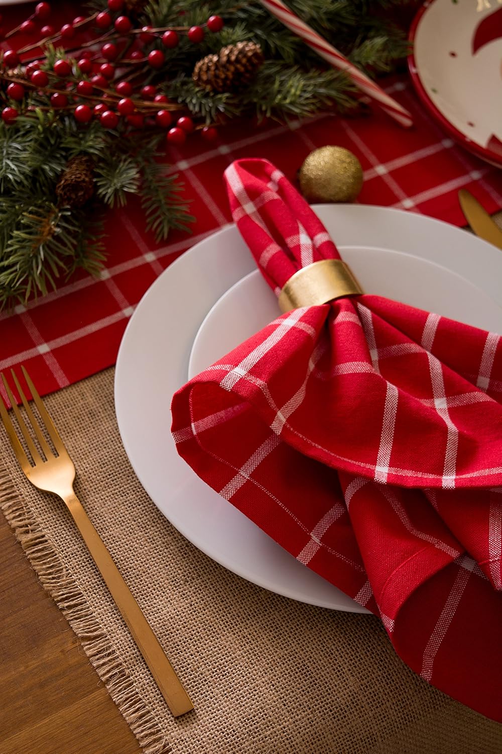 Jute Burlap Placemat Set for Kitchen Tabletop - 13x19, Solid Natural, 6 Count