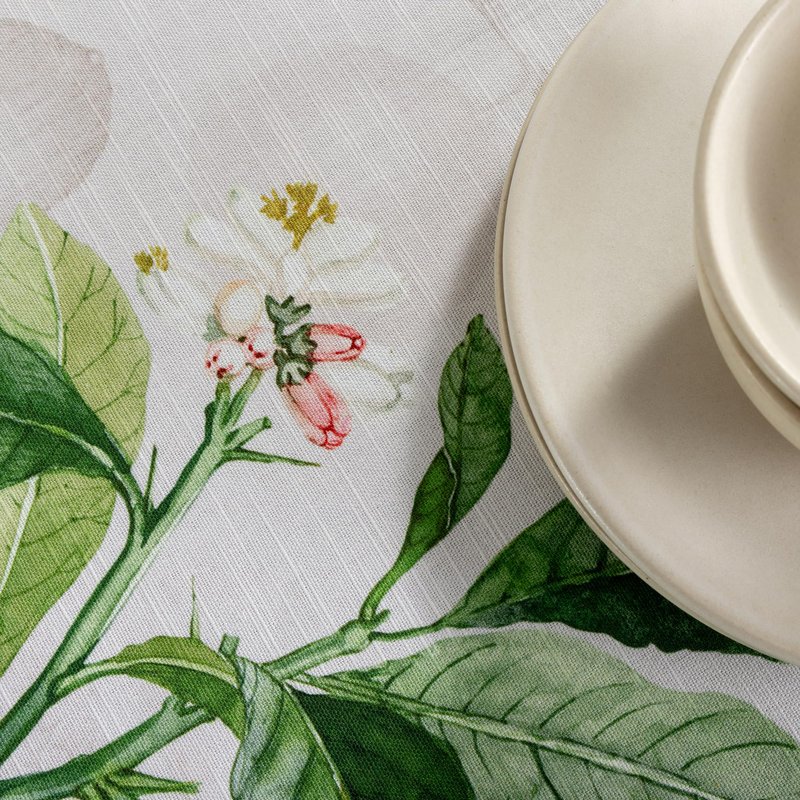 Maison d' Hermine Table Cloth Round Table 100% Cotton 69 Round Inches Tablecloth Reusable Decorative for Dining Kitchen Room Farmhouse Home Gifts for Mothers Day Spring Summer - Limoncello