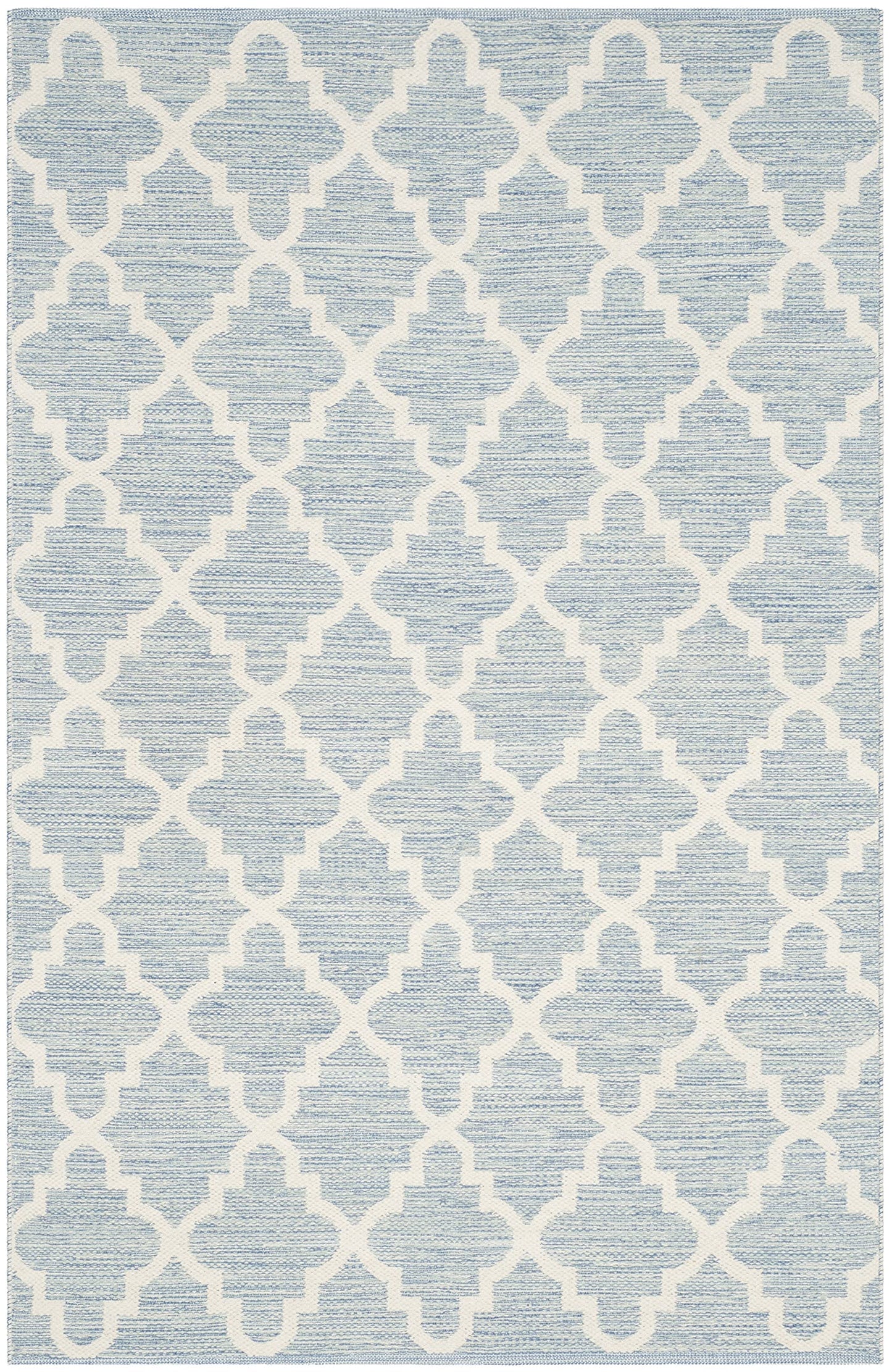SAFAVIEH Montauk Collection Accent Rug - 4' x 6', Light Blue & Ivory, Handmade Trellis Cotton, Ideal for High Traffic Areas in Entryway, Living Room, Bedroom (MTK810B)