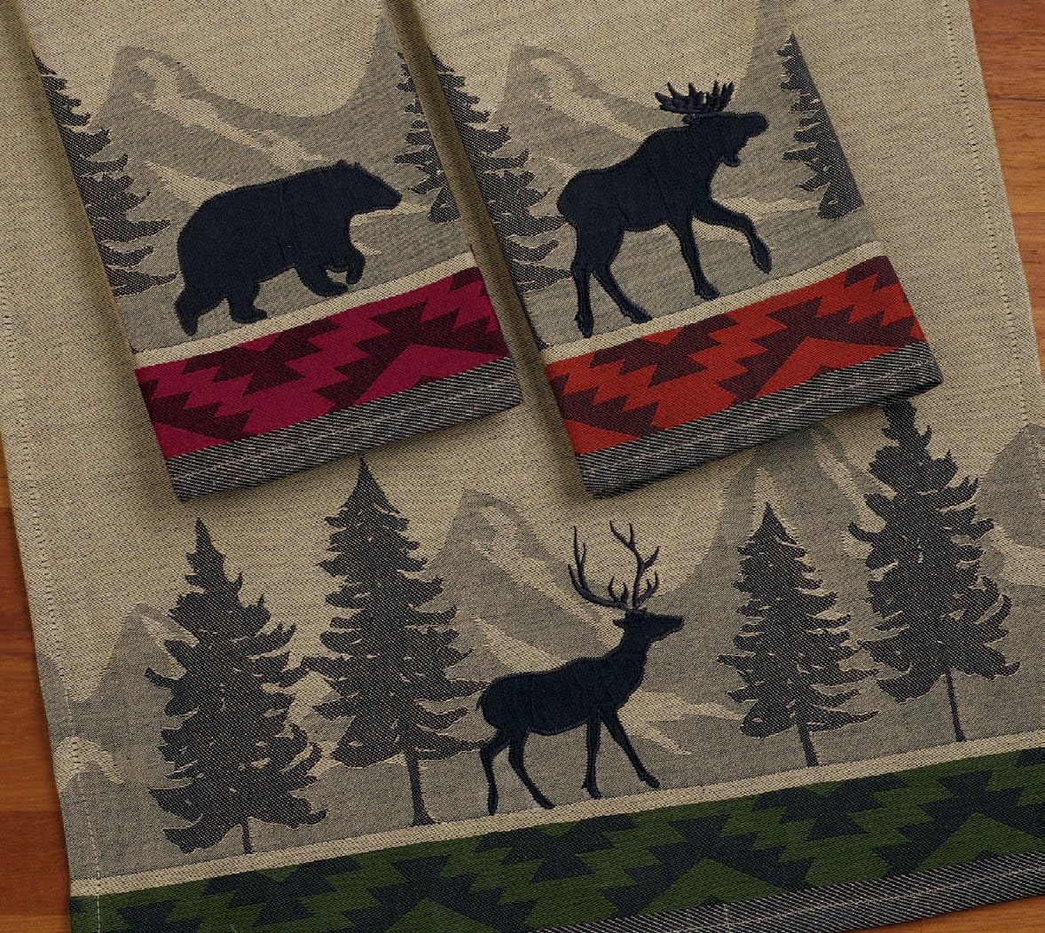 Woodlands Dishtowel Set - 3 Piece, 18x28, Rustic Kitchen Towels for Home