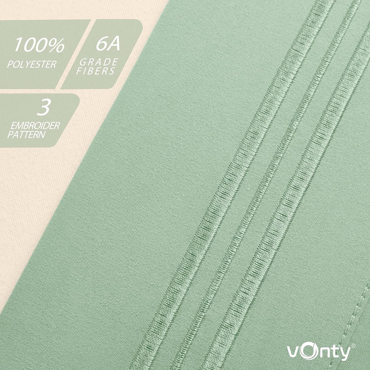 Vonty Pillow Cases - Luxury 1800 Thread Count Microfiber, 20x26 Inch, Sage Green with Envelope Closure