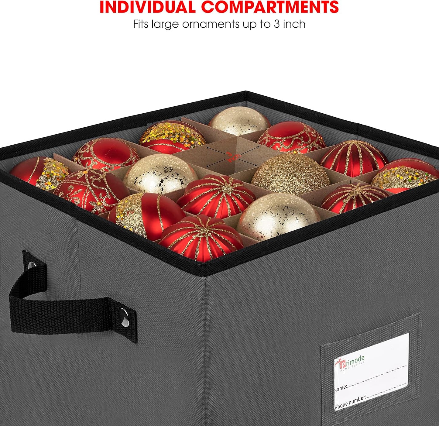 Christmas Ornament Storage Box - Holds 64 Ornaments, 4 Trays & Dividers, Durable 600D Oxford - Holiday Decoration Organizer (Green)