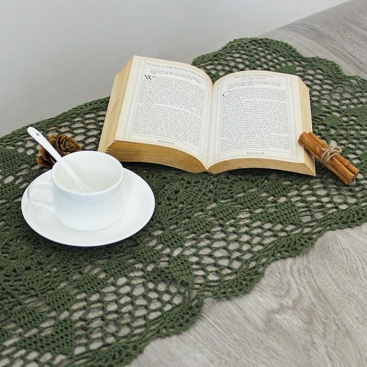 Handmade Crochet Lace Table Runner 15x51 Inch - Elegant White Décor