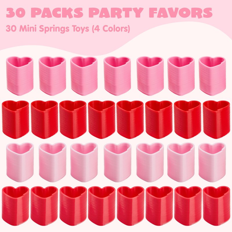 JOYIN 30 Packs Valentine’s Day Party Favors with Mini Springs Toys, Multi-Color Heart Coil Springs Toys, Stress Relief Fidget Toys for Kids Classroom Exchange, School Prize and Goodie Bag Stuffers
