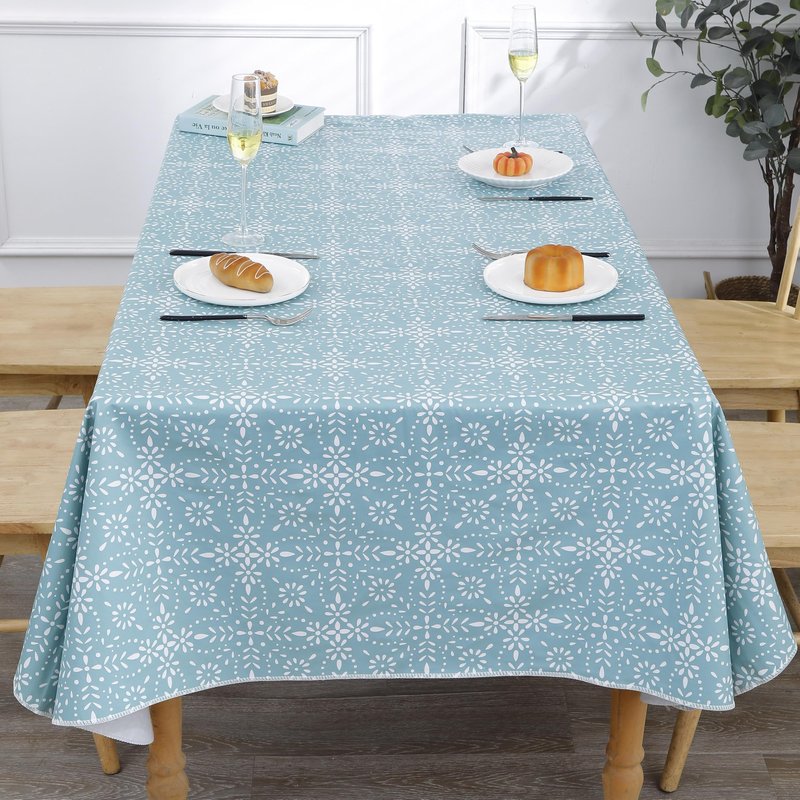 Walrus Heavy Duty Vinyl Tablecloth with Flannel Backing Waterproof Oil-Proof Plastic Table Cloth Stain-Resistant Wipeable Table Cover for Indoor and Outdoor (Perforated Floral,54x54 Inch)