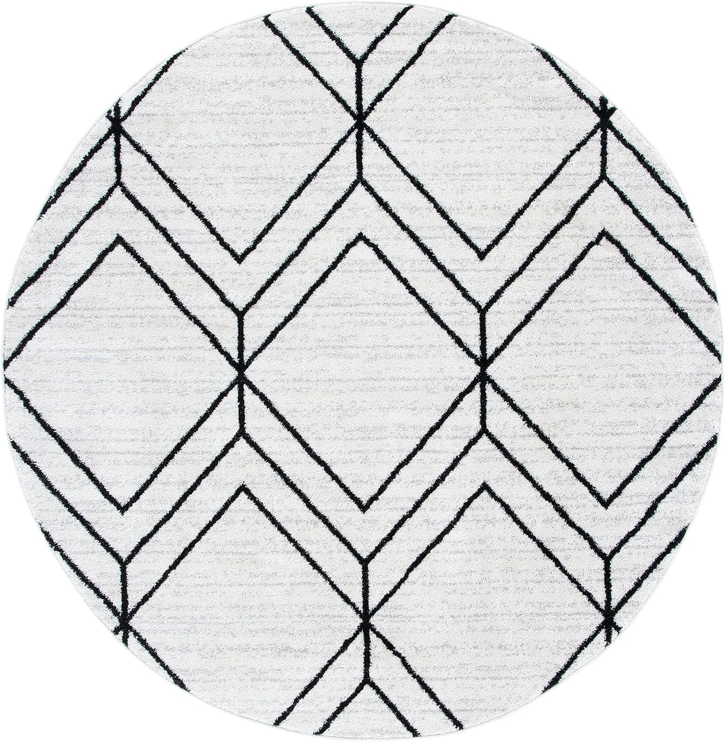 SAFAVIEH Adirondack Collection 6' Round Ivory/Black ADR241A Modern Geometric Non-Shedding Living Room Dining Bedroom Foyer Area Rug