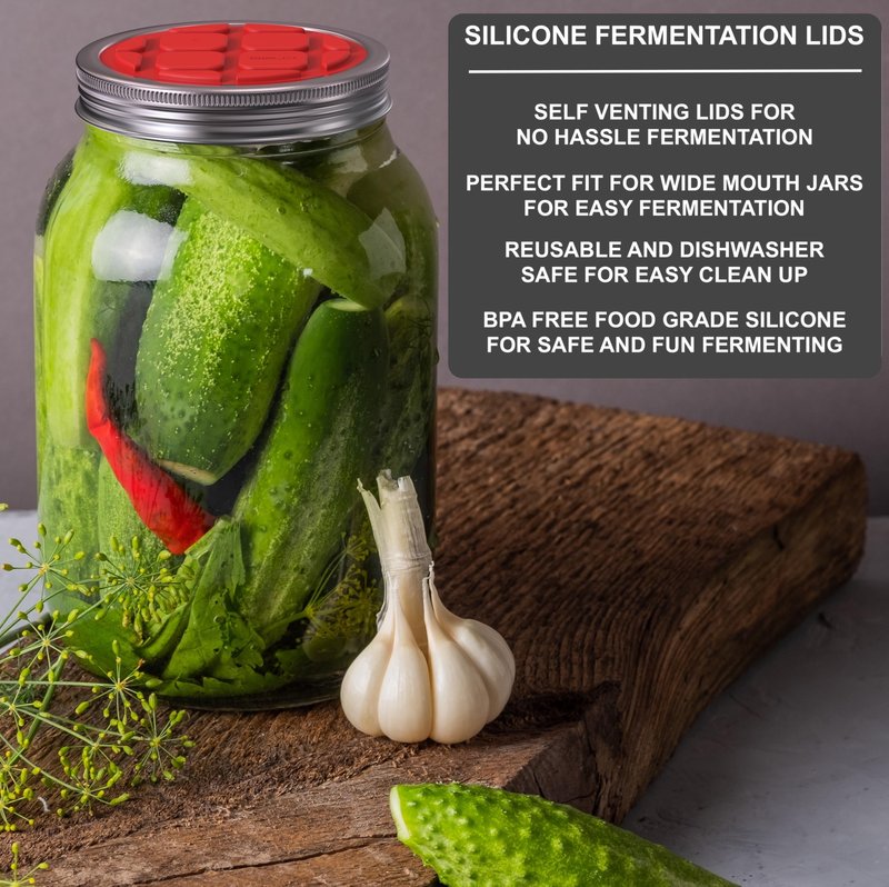 BALCI Complete Mason Jar Fermentation Kit – 9 Pc Starter Set with Fermentation Lids, Glass Weights, Wooden Tamper & Recipe Book – Wide Mouth Fermenter for Sauerkraut, Kimchi, Pickles & Probiotics