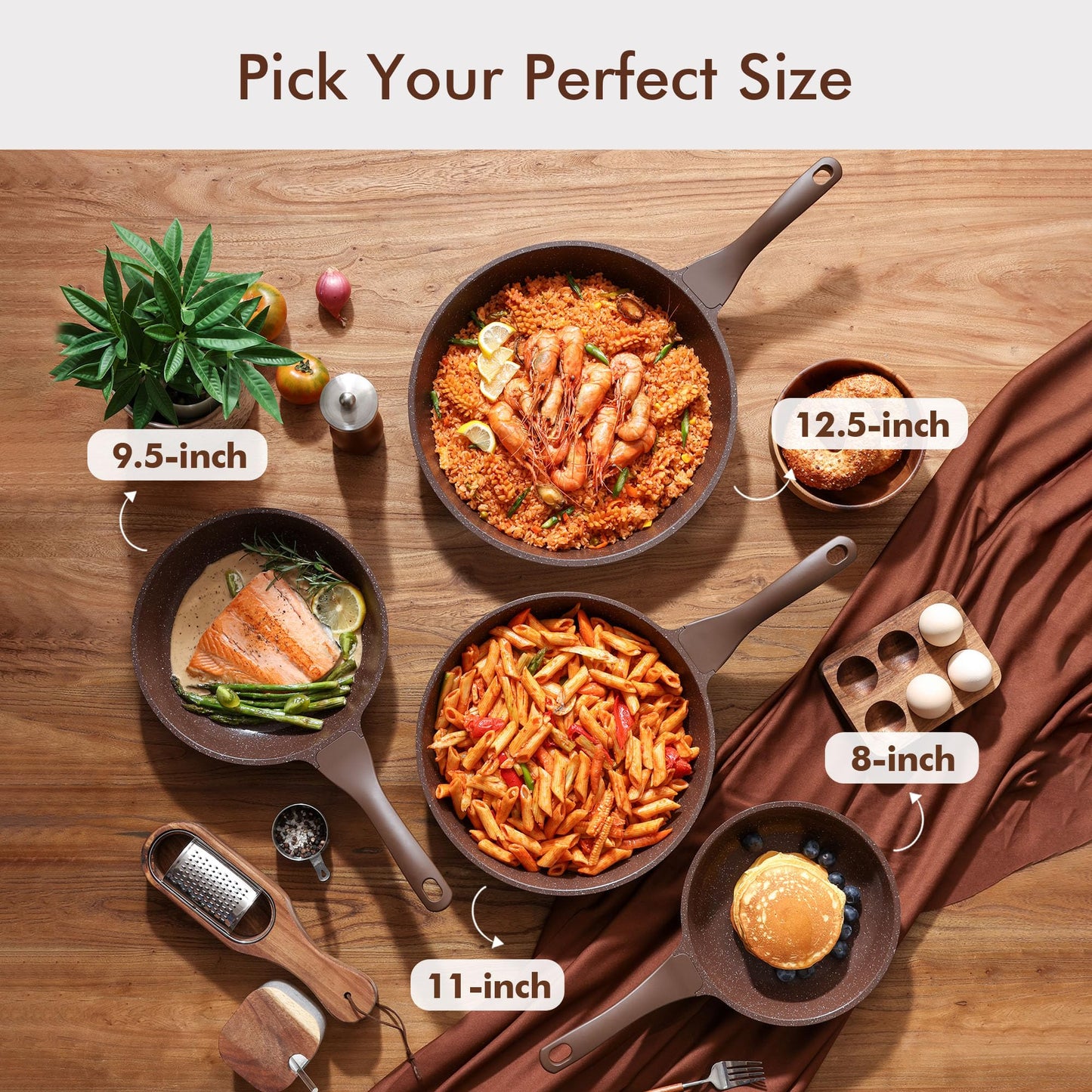 SENSARTE Nonstick Frying Pan Skillet, Non Stick Omelette Pan, Healthy Stone Cookware Chef's Pan PFOA Free, Toffee Brown (9.5 Inch)