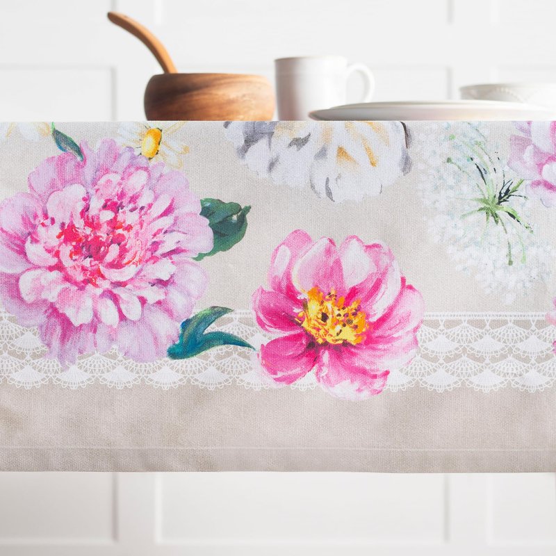 Maison d' Hermine Table Cloth Rectangle Table 100% Cotton 60 x 120 Inches Tablecloth Reusable Decorative for Dining Kitchen Room Farmhouse Home Gifts for Mothers Day Spring Summer - Pivoine