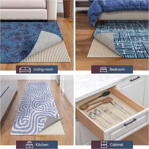 Jorvila Non-Slip Rug Pad - Anti-Skid Gripper for Kitchen & Hallway | 2x8 Feet Thick Cushioning