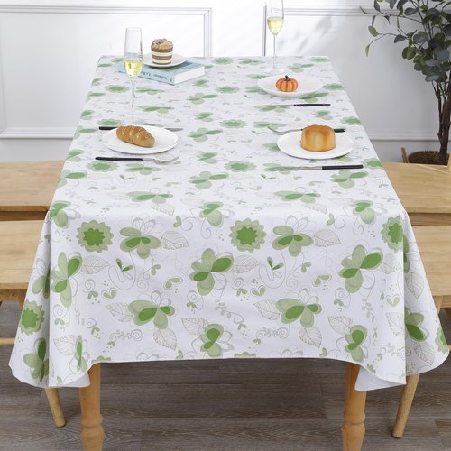 Heavy Duty Vinyl Tablecloth with Flannel Backing Waterproof Oil-Proof Plastic Table Cloth Stain-Resistant Wipeable Rectangle or Square Table Cover for Indoor and Outdoor (Floral and Leaf,60x102 Inch)
