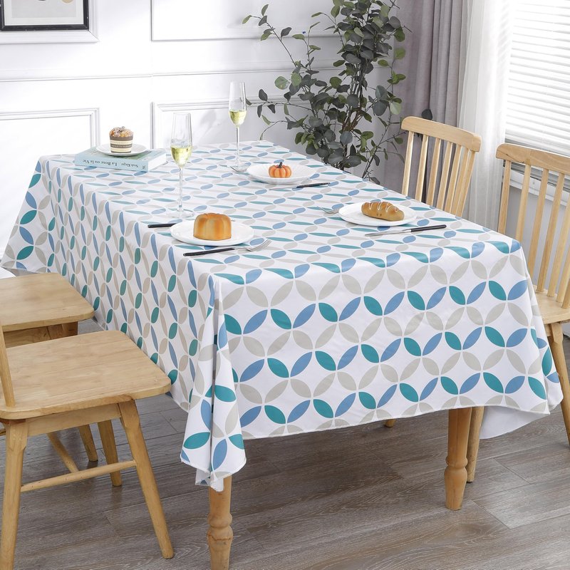 Walrus Heavy Duty Vinyl Tablecloth with Flannel Backing Waterproof Oil-Proof Plastic Table Cloth Stain-Resistant Wipeable Table Cover for Indoor and Outdoor (Geometric Leaf,60x102 Inch)