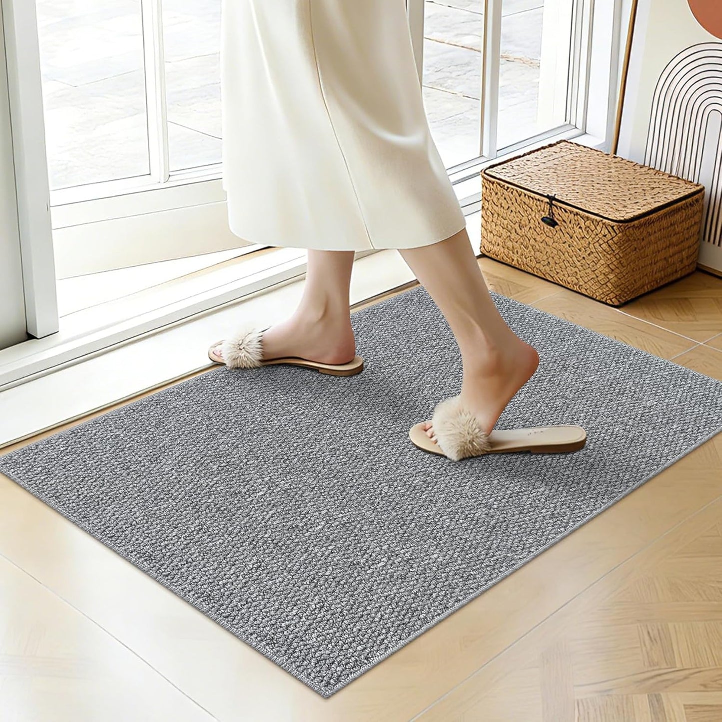 Regine Switzerland Door Mat - 24" x 36" Dirt Trapper | Washable, Non-Slip, Absorbent Grey Entryway Mat