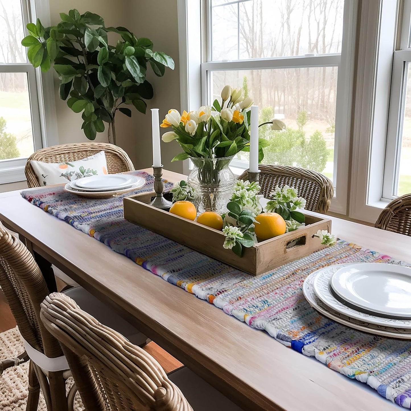Jute Braided Table Runner - Rustic Farmhouse Style for Thanksgiving & Christmas - 13 x 36 inches