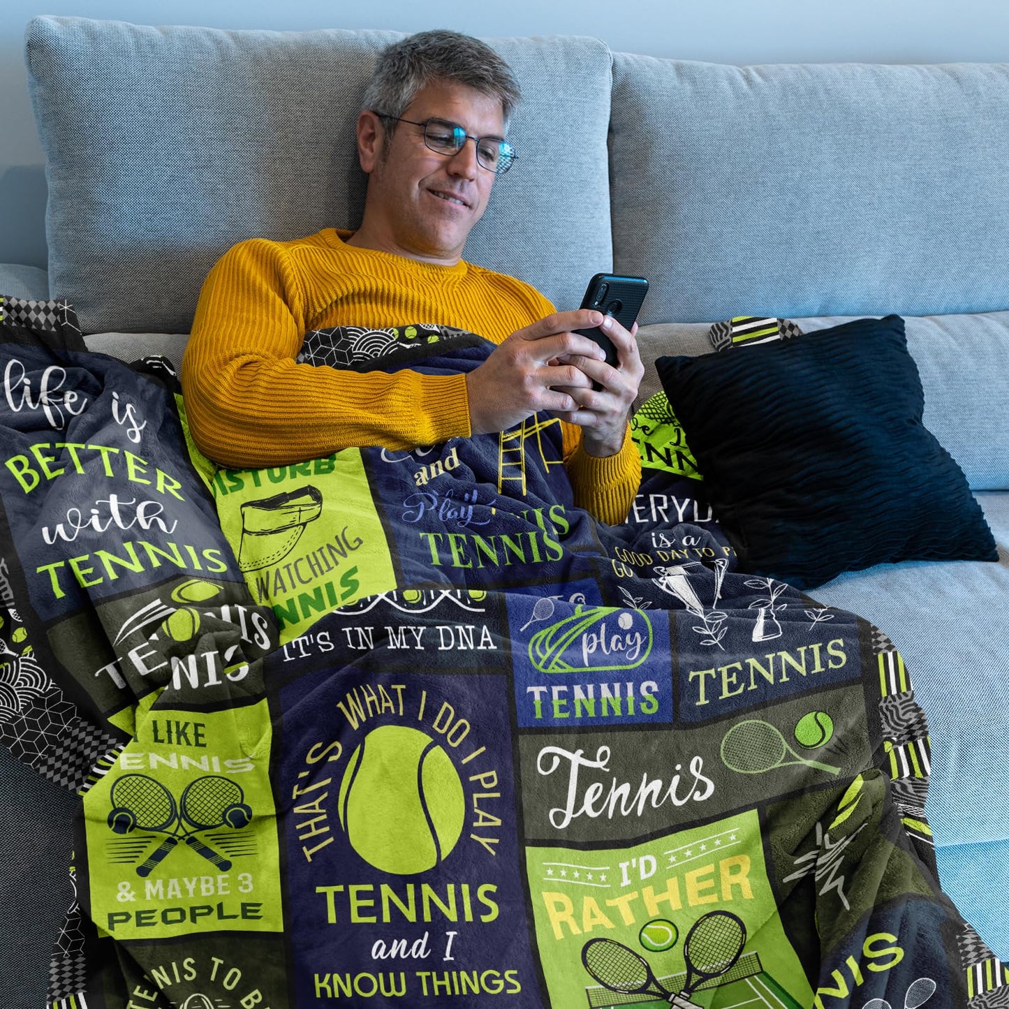 Tennis Gifts, Best Tennis Gifts for Men/Boys, Unique Valentine Tennis Gifts Women/Girls, Funny Tennis Gift Ideas, Gifts for Tennis Players/Lover, Tennis Themed Gifts, Tennis Coach Blanket 50'' x 60''