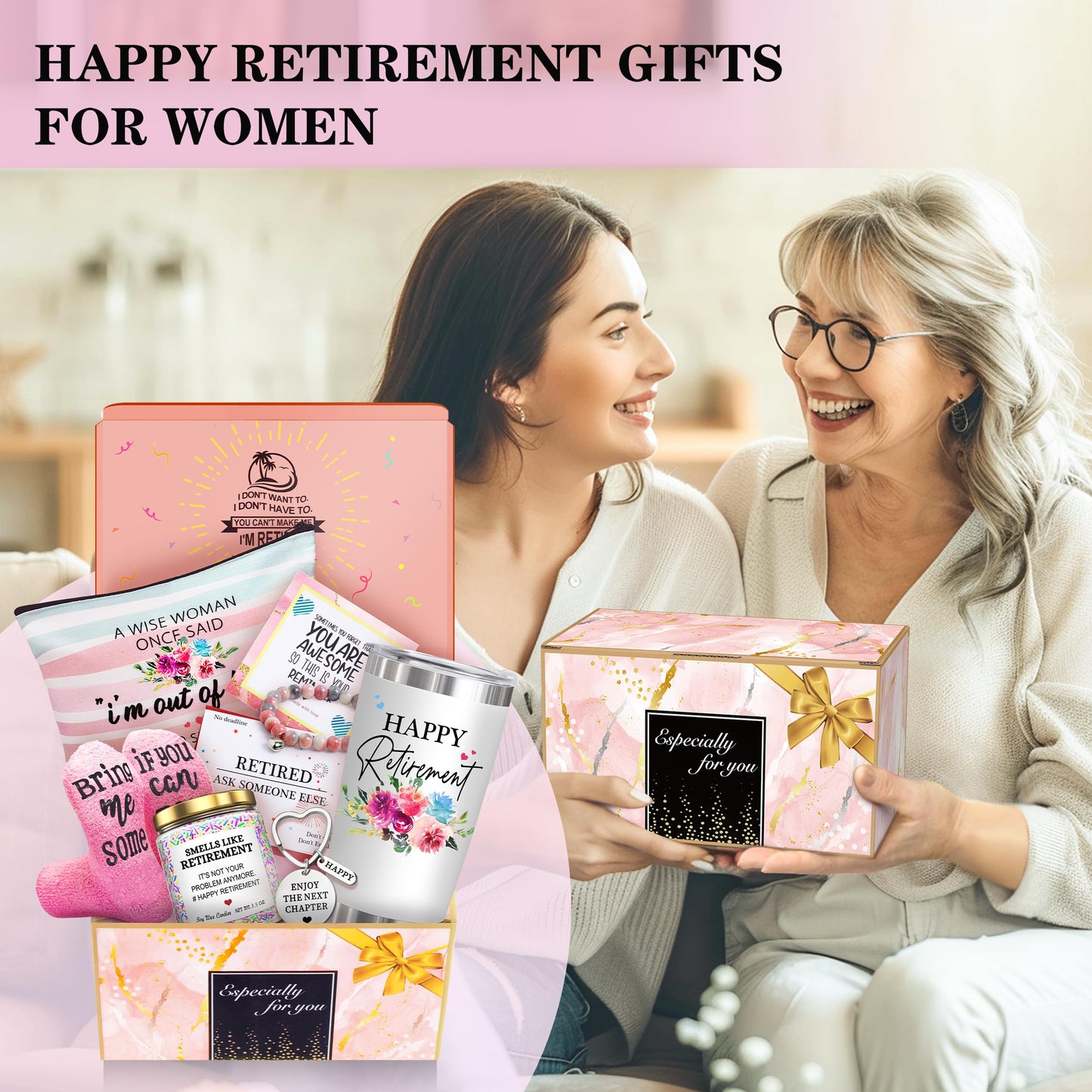Retirement Gifts for Women 2024-Happy Retirement Gifts for Retirees,Teachers,Coworker,Nurses,Mom,Grandma,Unique Retired 20OZ Tumbler Gifts Ideas for Coworkers Office & Family