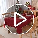 Anlass 70x52 Inch Christmas Poinsettia Jacquard Tablecloth Waterproof & Wrinkle-Resistant
