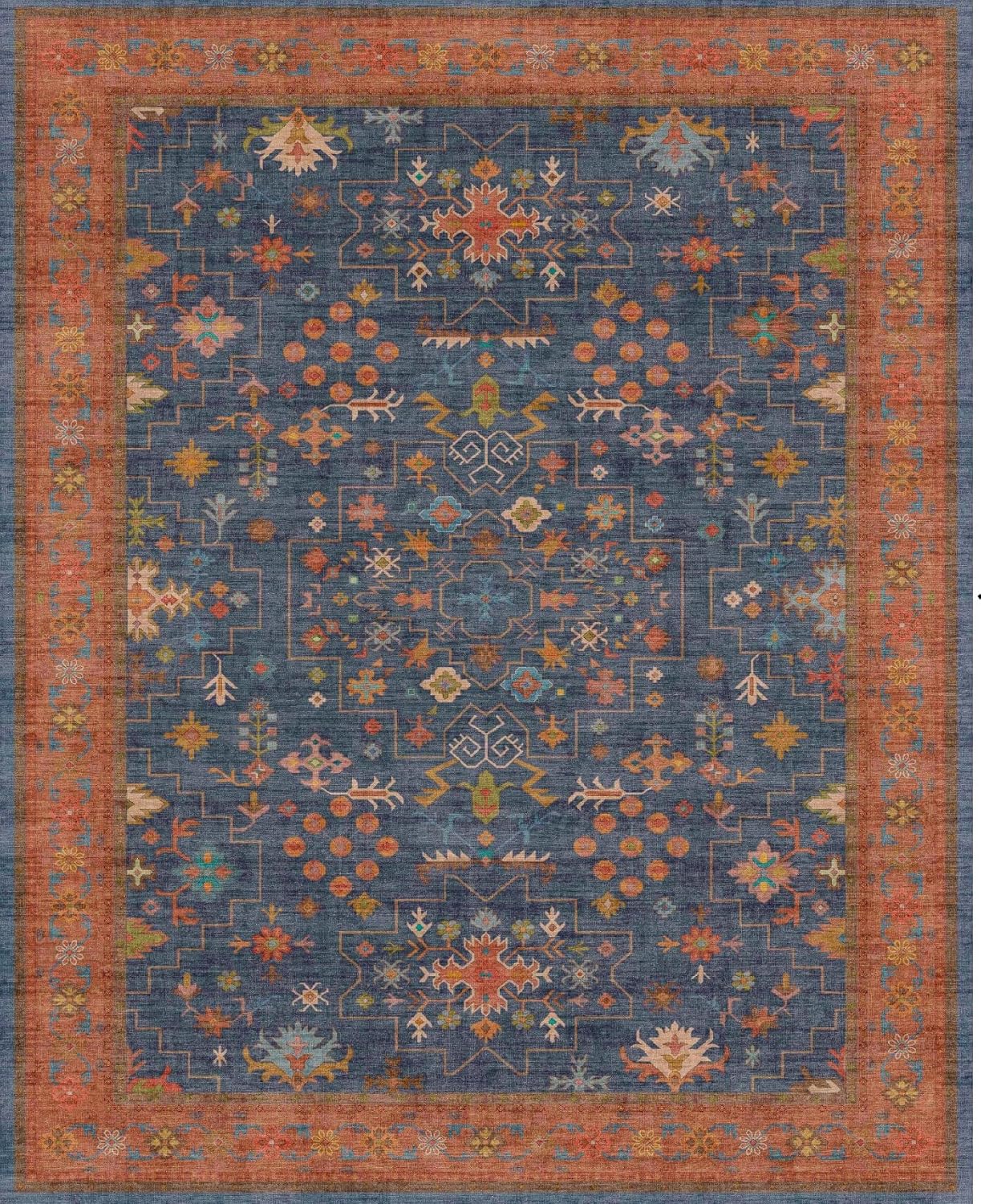 Regine Switzerland Navy Blue Washable Runner Rug - 2'6" X 10' Non-Slip, Waterproof & Stain Resistant for Kitchen & Hallway