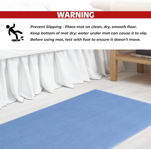 Cotton Paradise Non-Slip Bath Mat - 100% Cotton, Soft & Absorbent, Quick Dry, 20x34 Inch, Sky Blue