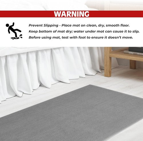 Cotton Paradise 100% Cotton Bath Mat - Soft, Absorbent, Quick-Dry | 17x24 Inch, Light Grey