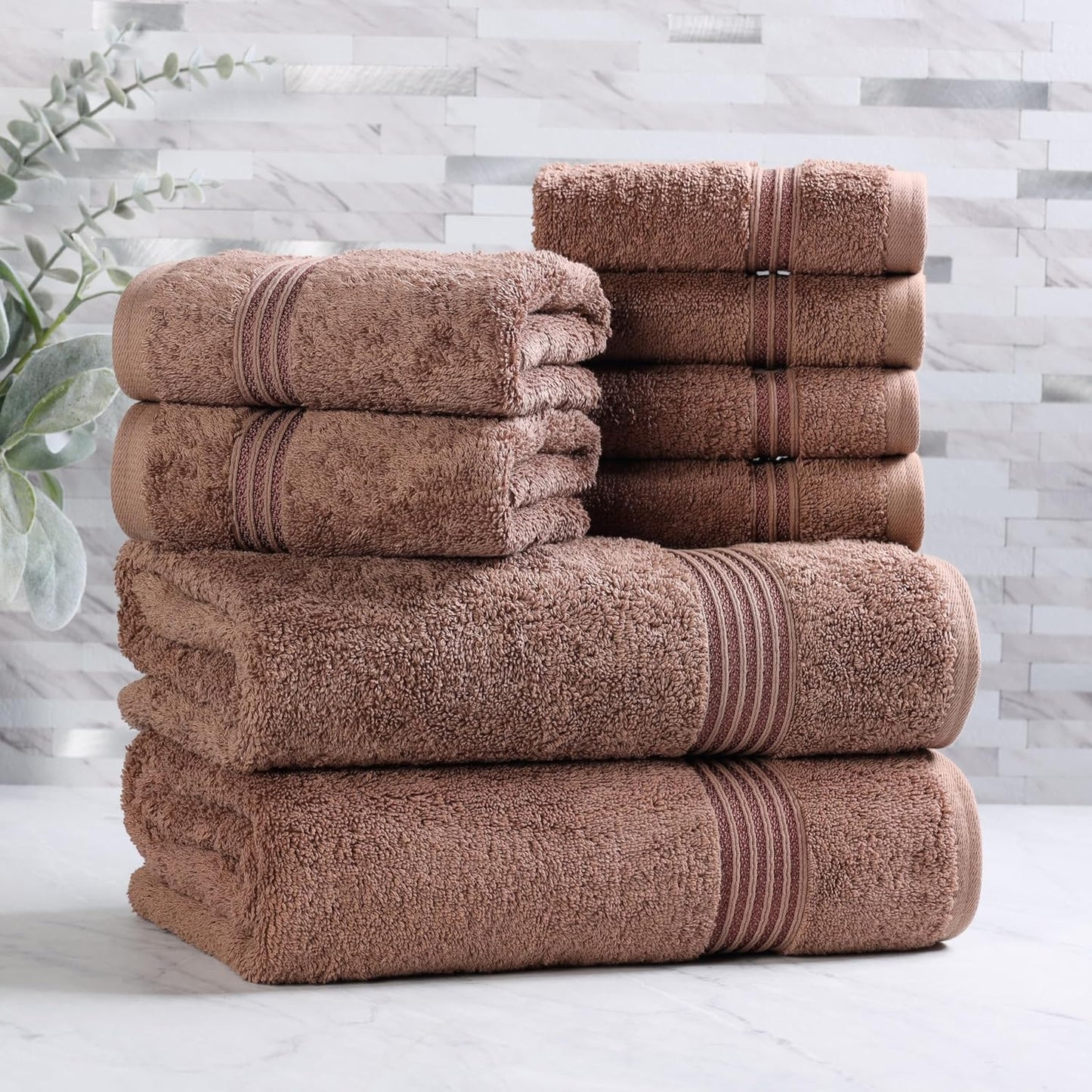 Superior Egyptian Cotton 6-Piece Towel Set, Bathroom Essentials, Towels For Bathroom, Apartment, Airbnb, Guest Bath, Face, Hand, Bath Towels, Washcloths, Absorbent, Fast Drying, Royal Purple