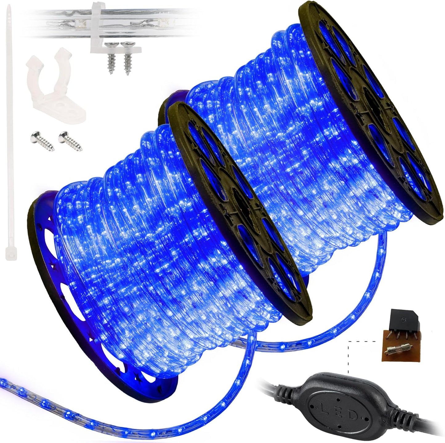 10ft Waterproof LED Rope Lights - 108 LEDs, Connectable Outdoor Christmas Decor