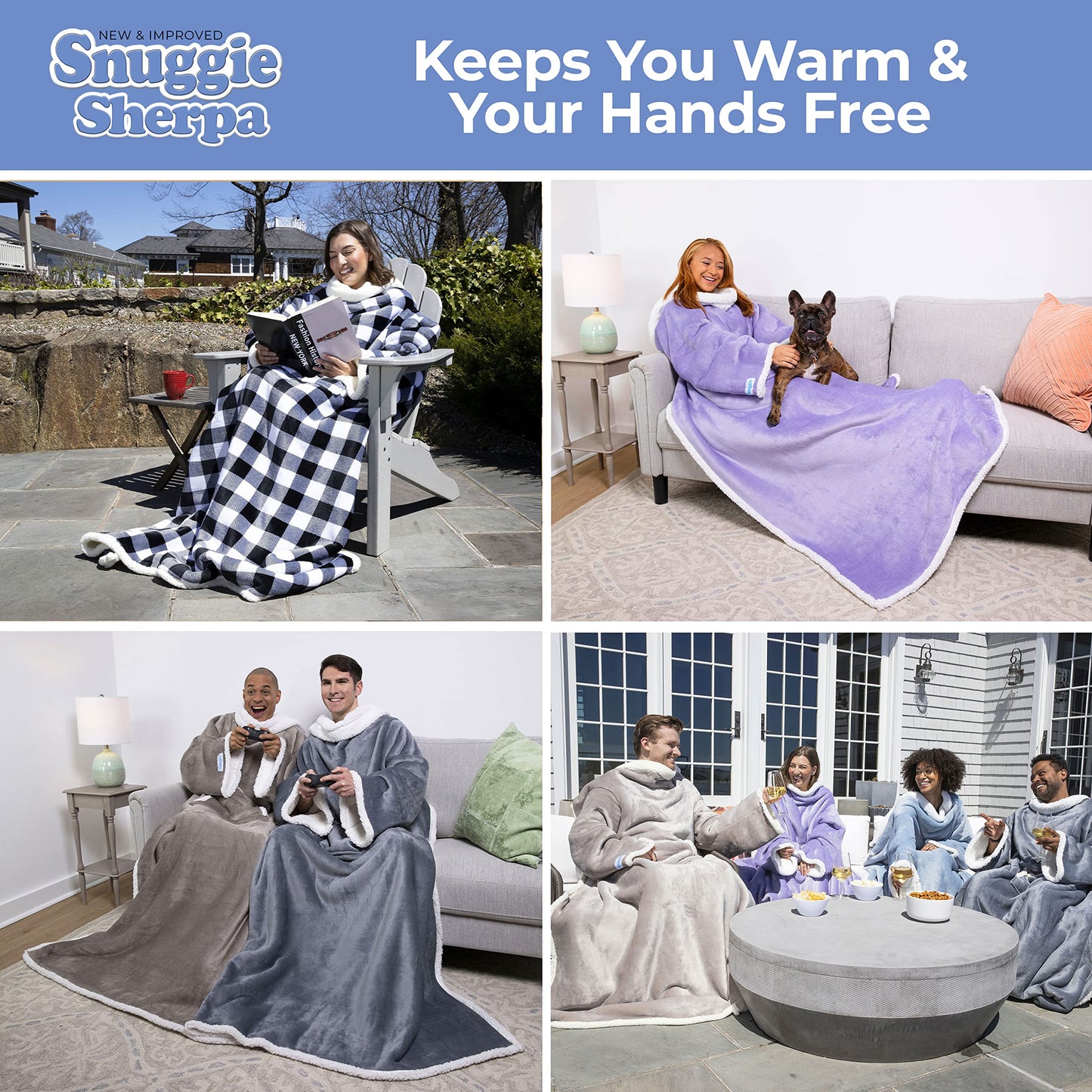 Snuggie Sherpa The Original Wearable Blanket With Sleeves For Adults| Functional Warm & Cozy Super Soft Charcoal