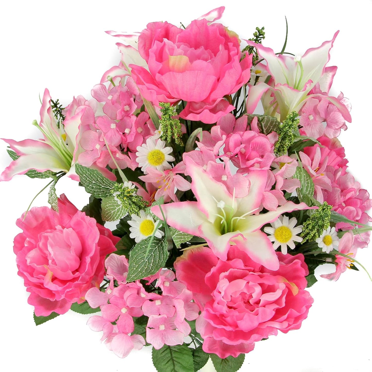 24-Stem Artificial Flower Arrangement - Mixed Roses & Carnations for Indoor/Outdoor Wedding & Home Decor - Spring Faux Flowers in Blue