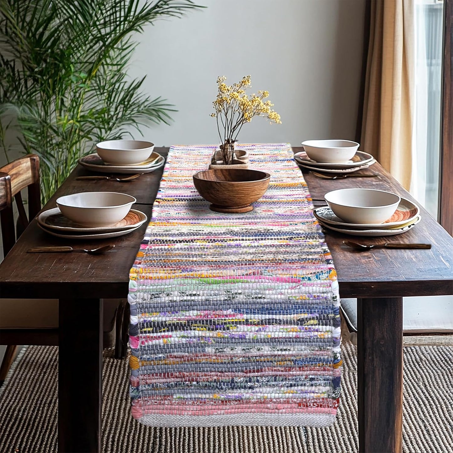 Jute Braided Table Runner - Rustic Farmhouse Style for Thanksgiving & Christmas - 13 x 36 inches