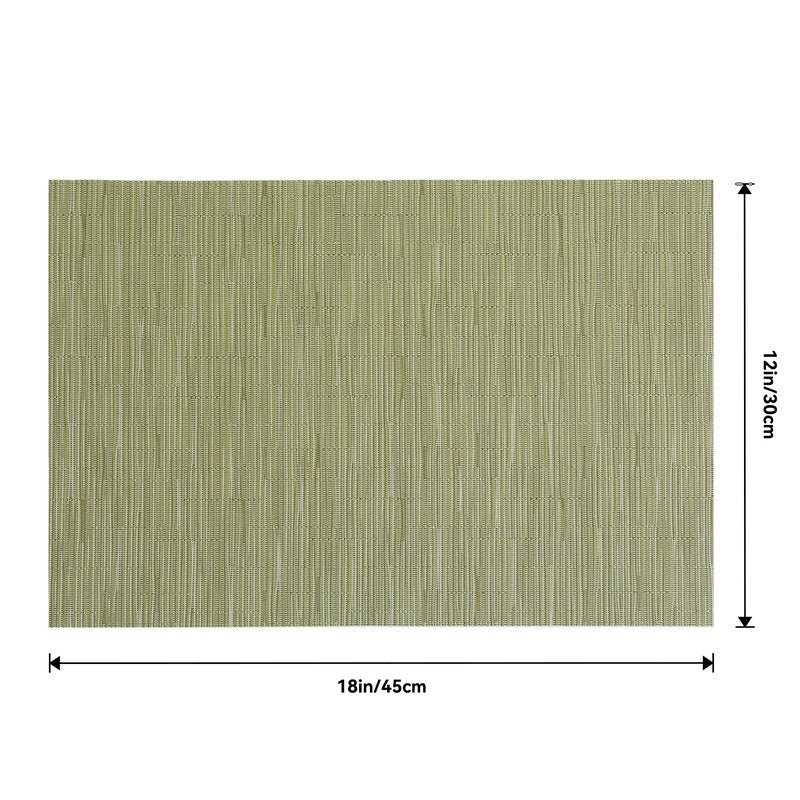 Leetaltree Pea Green Placemats Set of 4 - Heat Resistant Non-Slip Place mats for Dining Table, Washable Durable PVC Vinyl Woven Table Mats(Pea Green, 4)