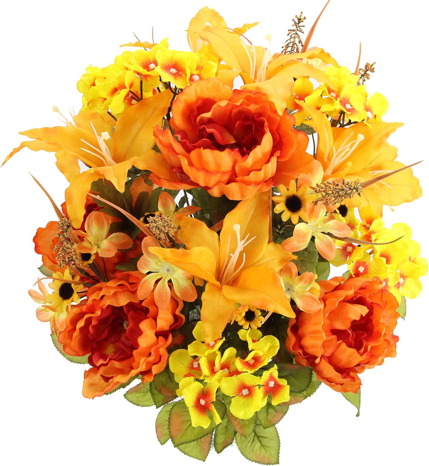 24-Stem Artificial Flower Arrangement - Mixed Roses & Carnations for Indoor/Outdoor Wedding & Home Decor - Spring Faux Flowers in Blue