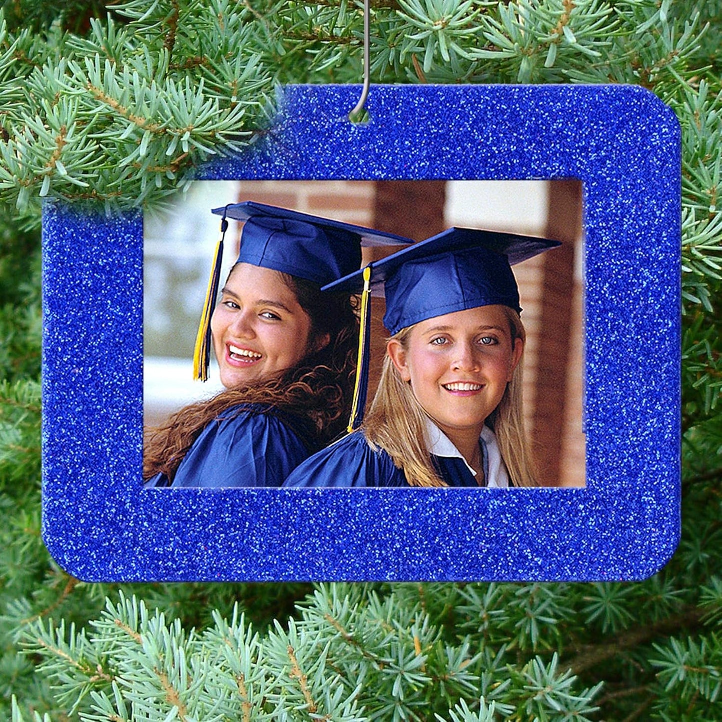 Mini Glitter Photo Christmas Ornaments - Magnetic Easy-Load Frames, Red 6-Pack