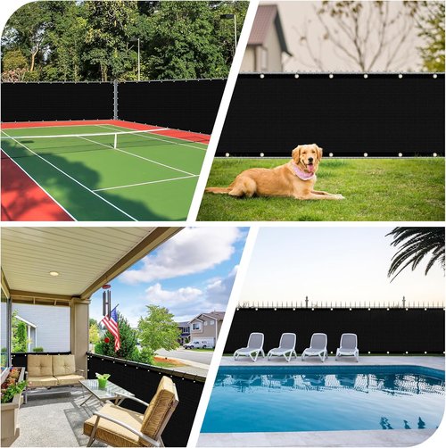 iCover Privacy Screen Fence - 4x50ft Outdoor Fencing Panels with Reinforced Bindings & Grommets | Black Mesh Shade Net