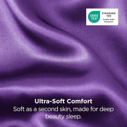 Bedsure King Size Satin Pillowcase Set - Purple Silky Pillow Cases for Hair & Skin, 20x36 Inches, 2-Pack